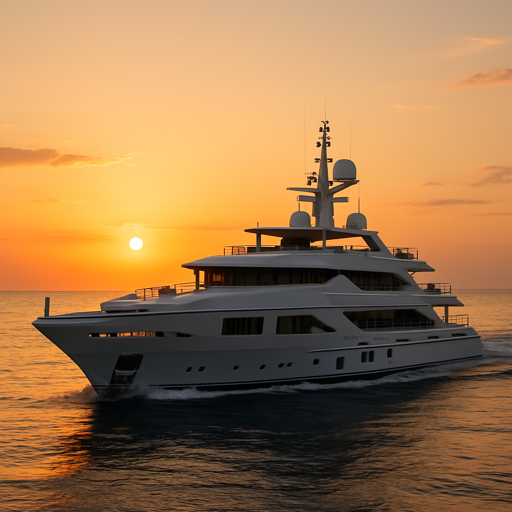 Yacht in sunset 